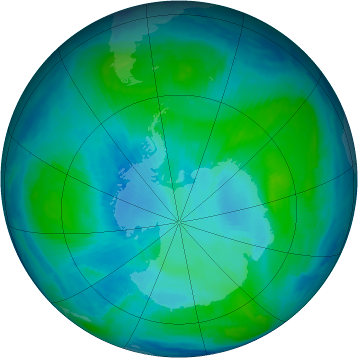 Antarctic ozone map for 03 February 1997